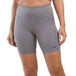 Brooks Women's Spark 8 Short Tight Heather Charcoal Side Pockets Size S - NWT